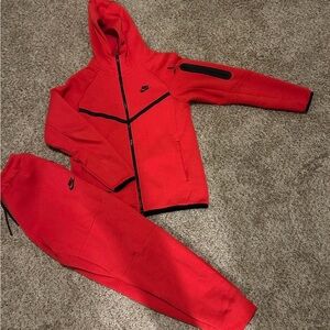 Nike Red and Black Hoodie Jogger Set